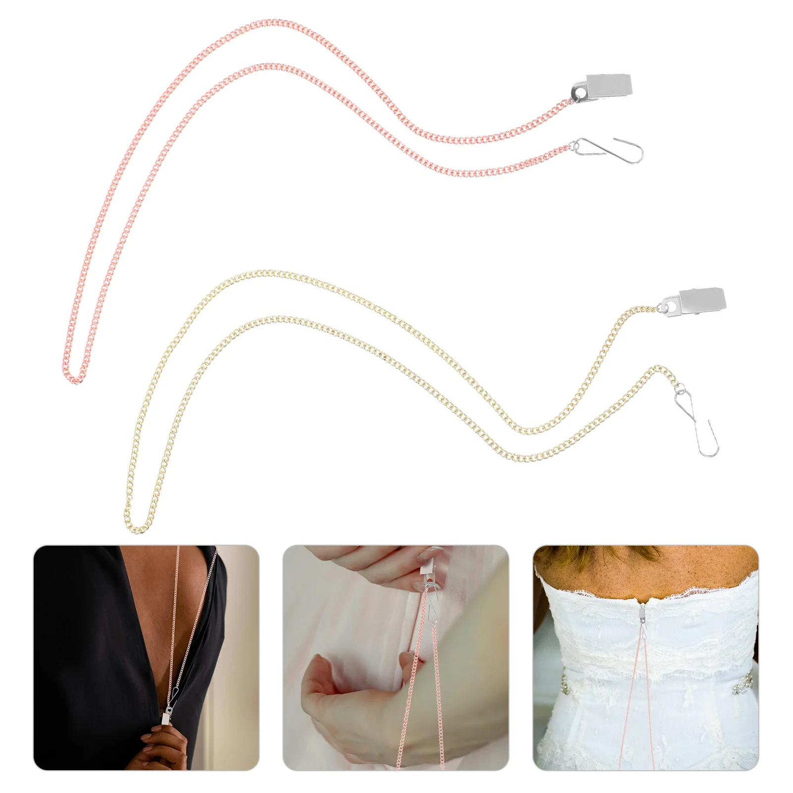 

2pcs Clothing Puller Helper Long Dress Back Zipper Aid Stainless Steel Travel Friendly Zipper Fixer For Sewing