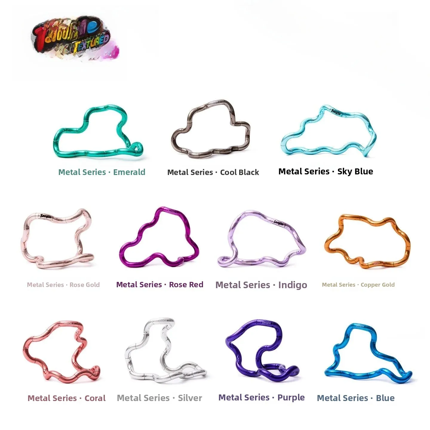 New Tangle Metal Series Stress Relief Toy Novelty Metal Colors Squeezable Fun Toy for Ages 3 And up Made in China Plastic Mat...