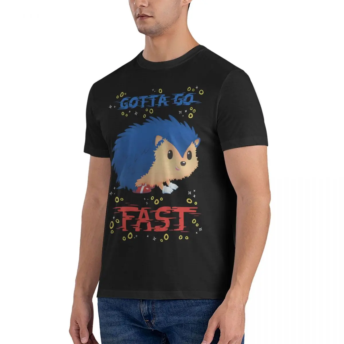 Gotta Go Fast Cute Hedhehog, Platformer Game, Meme  Cotton Vintage T-Shirts Crewneck Sonic Tee Shirt Short Sleeve Clothing