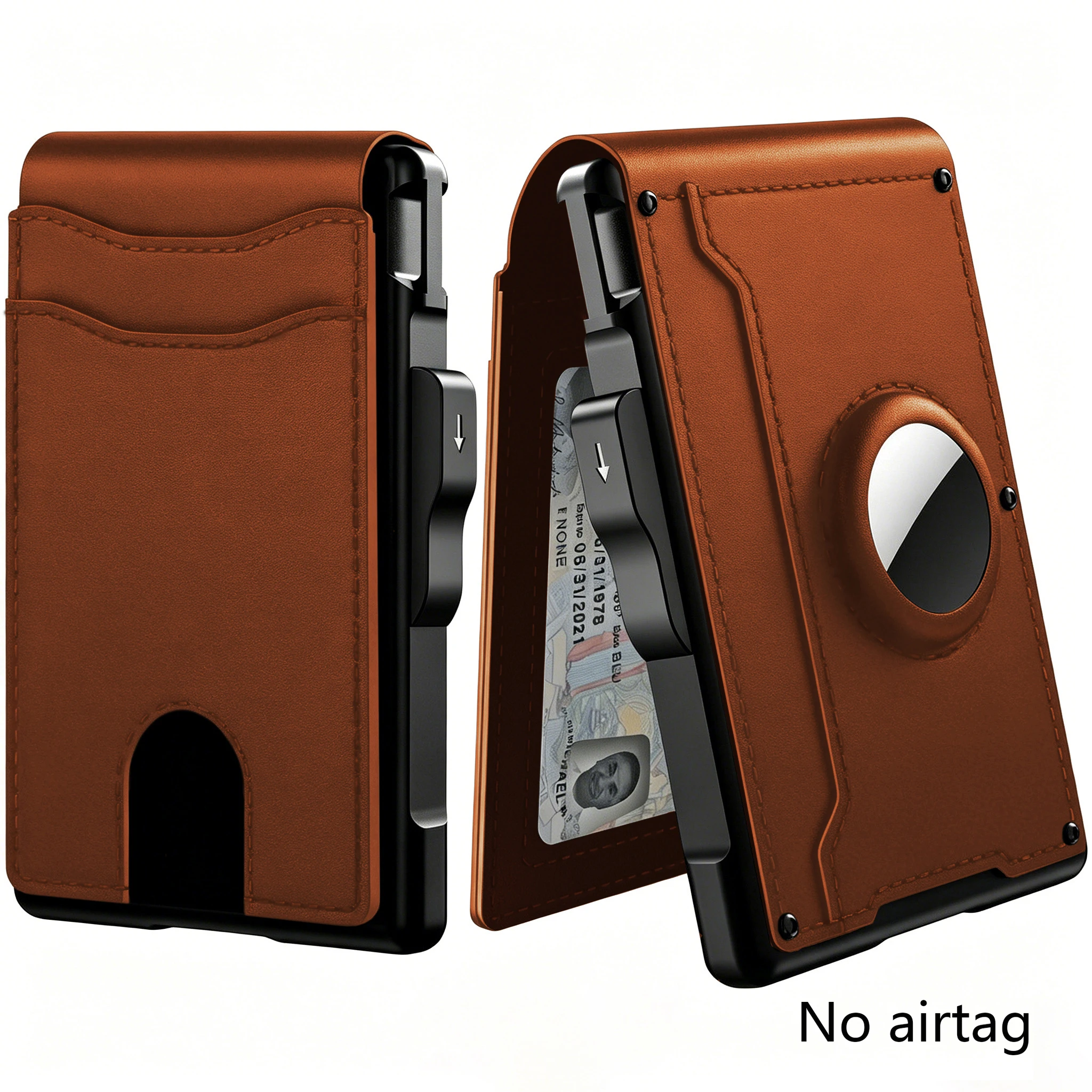 Herren Pop-Up Aluminium-Gerahmte Kohlefaser PU RFID-Blockierende Bifold-Geldbörse mit AirTag-Fach Kreditkartenhalter Faltbares Design – Detail 9