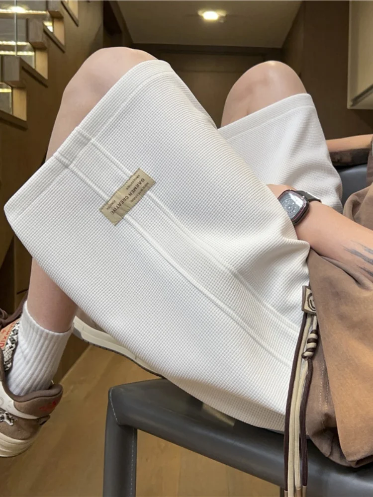 

Youth Casual Baskeall orts Men's Summer Loose Fit Spor Straight Leg Label Patch Five-Quarter Length Breathable Thin