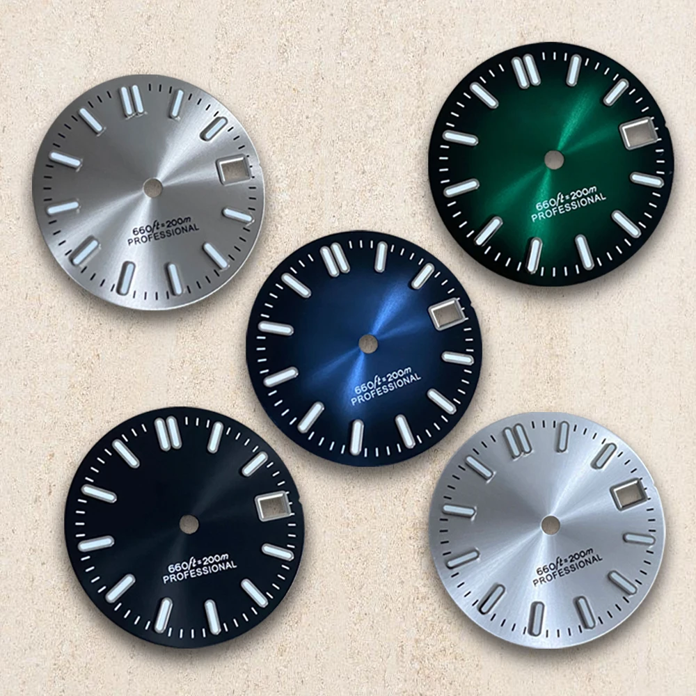 28.5mm S Logo Dial For NH35/NH36/4R/7S Automatic Movement Green Luminous Watch Modification Accessories