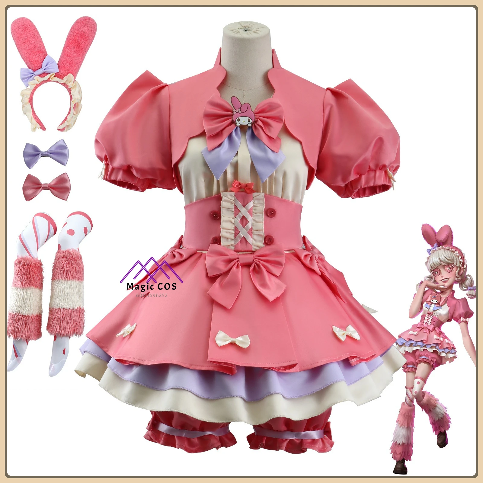 

Identity V Cheerleader Cosplay Costume Polyester Lolita Style Gown High Quality Full Set Anime Outfit for Women Comic Con Party