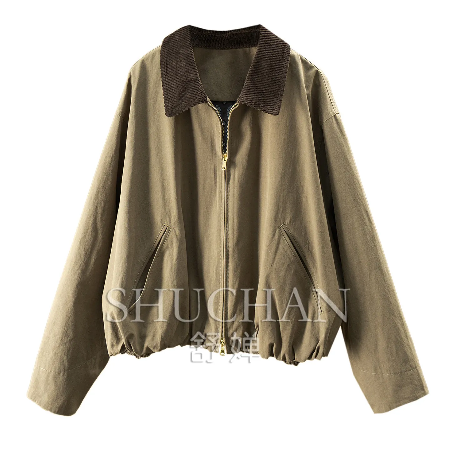 High-quality Cotton + Hemp Corduroy Contrasting Collar Jacket Women's E350 Casaco Feminino Jackets for Women