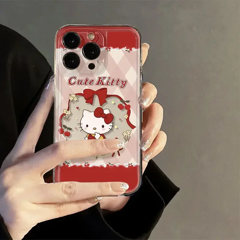 Navidad Sanrio Hello Kitty Samsung funda para teléfono móvil lindo dibujos animados Kawaii muñeco de nieve Samsung S23 funda para teléfono móvil