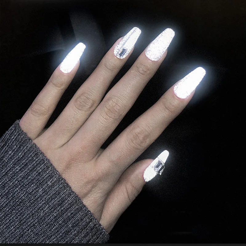 1Pc Reflective Nail Glitter Powder  Crystal Rhinestones Sequins Chrome Pigment Dust Iridescent Glass Micro Drill Nail Powder