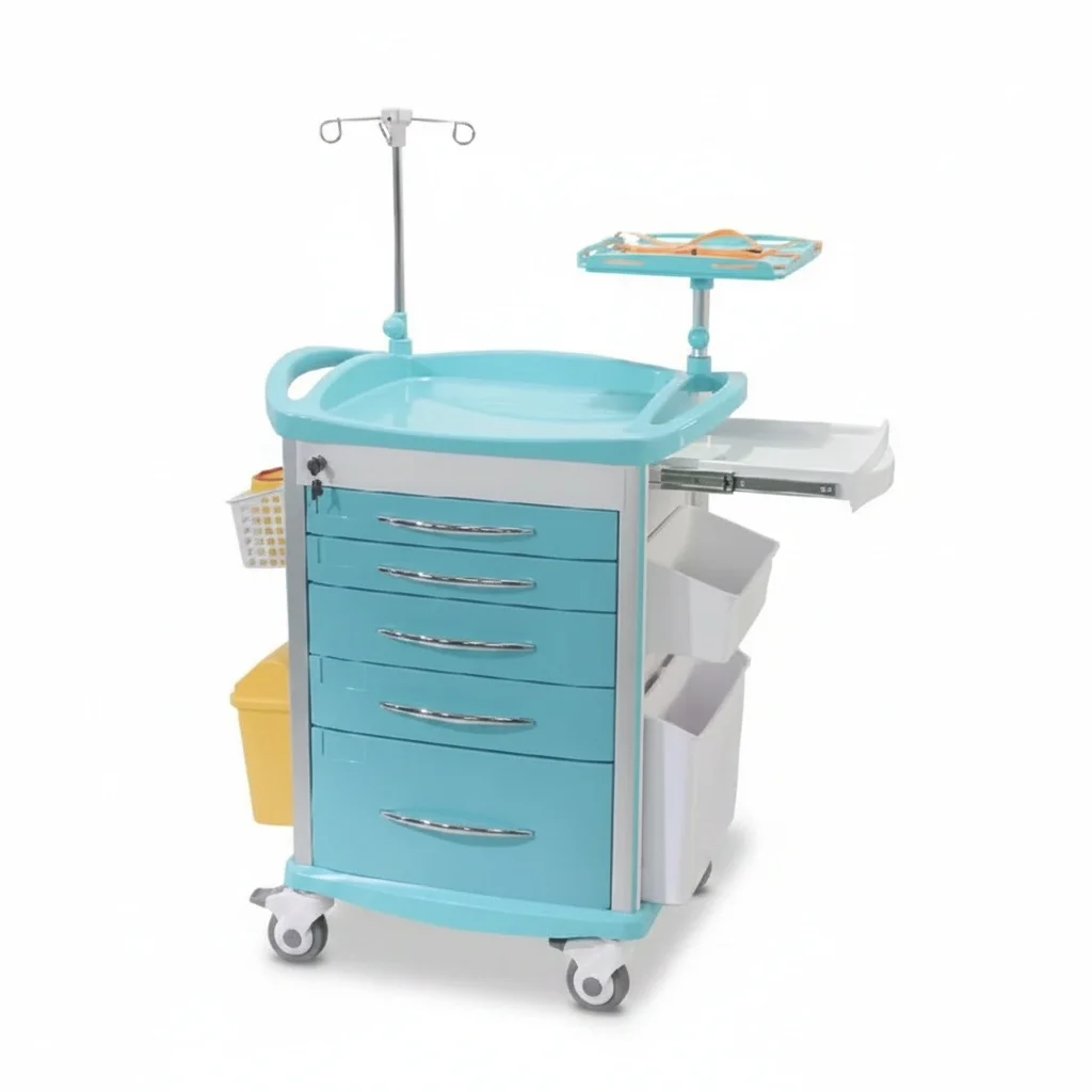 Medical Emergency Trolley, Premium ABS Hospital Cart, Treatment Medicine Trolley, Heavy Duty Furniture Cart for Clinic
