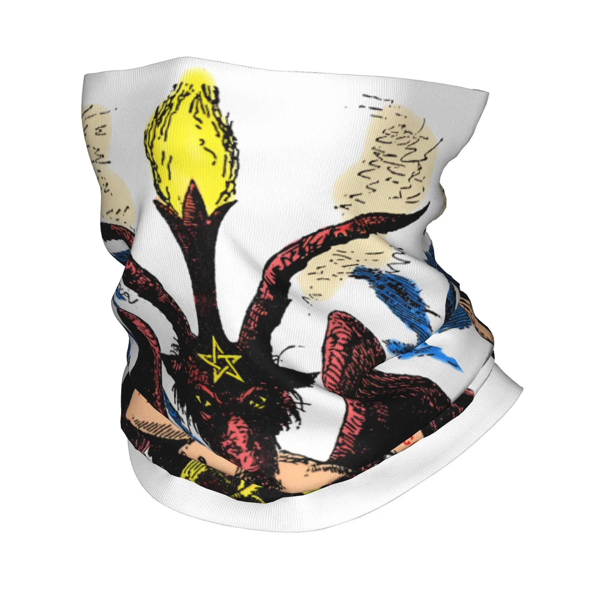 مخصص الماعز Sabbatic Baphomet الشيطاني الغامض الخماسي الرقبة الجراب النساء الرجال الشتاء الدين باندانا وشاح للمشي لمسافات طويلة