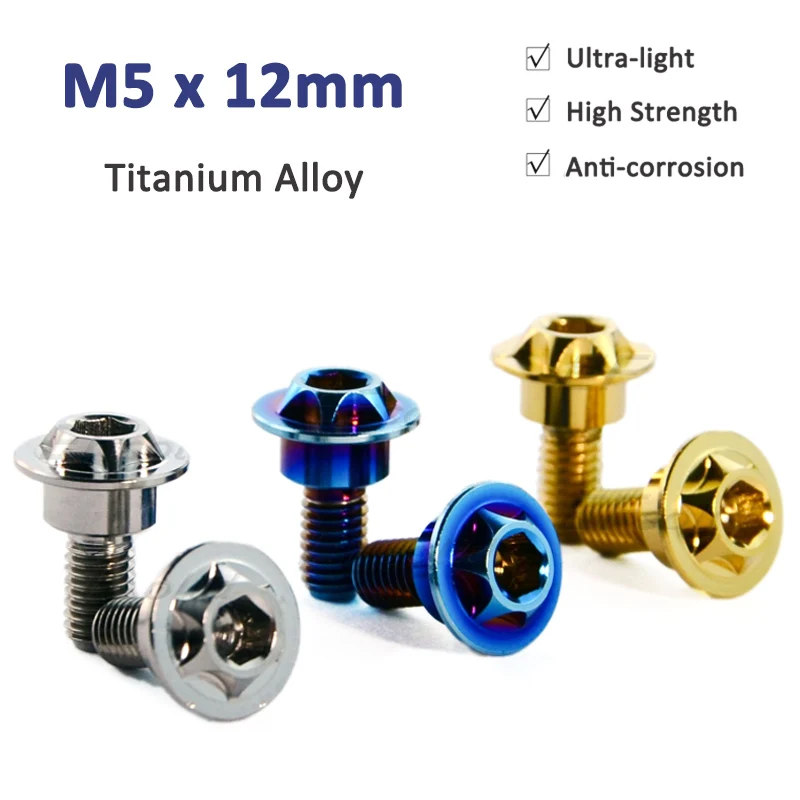 1pcs Titanium Alloy Bolt M5 X 12mm Hex Hexagon Socket Flange Head Screw Motorcycle Shell Screws Fixing Repair Parts