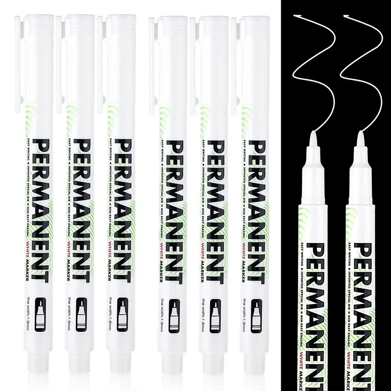 1-5Pcs White Marker Pens Oily Waterproof White Gel Pen For DIY Graffiti Pens Sketching Markers Stationery Wrting School Supplies