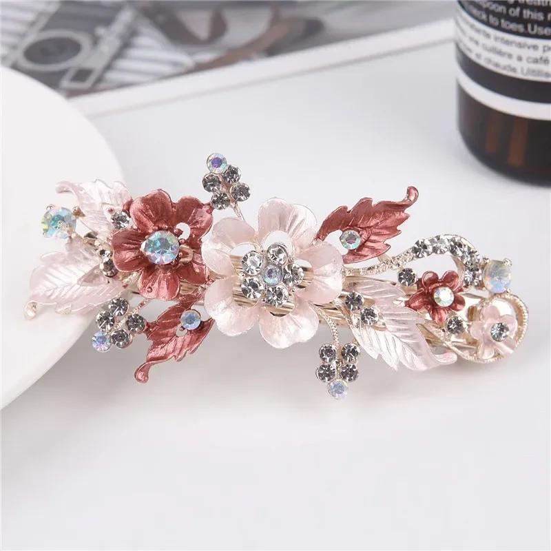 Delysia King Alloy Hollow Flower Barrettes Girl Fashion Crystal High-grade Spring Hair Clips