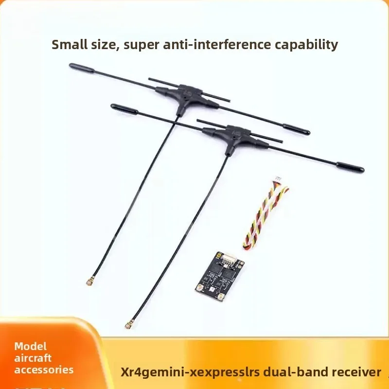 LA-XR4 Gemini-X Dual-band ELRS Receiver 2.4GHZ/SUB-G 900MHZ RX with T-antenna for Remote Control Model Aircraft Parts