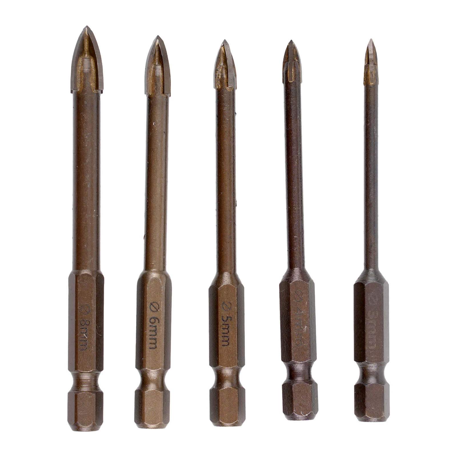 

5Pcs Cross Hex Tile Bits Cross Alloy Drill Bits 3 4 5 6 8mm Efficient Drilling Tool For Glass Ceramic Concrete Hole Opener