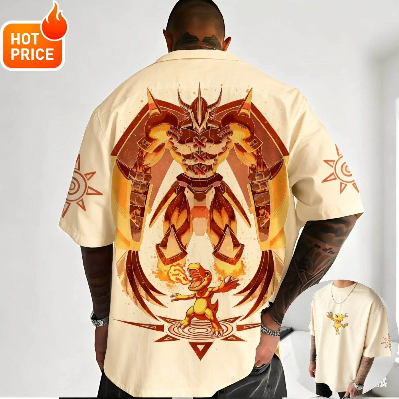 War Greymon Anime Digimon Harajuku Herren Vintage Sommer T-Shirt Lose Damen Streetwear Casual Sport Baumwolle Kurzarm T-Shirt