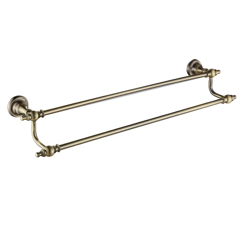 

BA7102A Bathroom Accessories Brass Double Towel Bar Wall Mounted Towel Holder Antique Brass Towel Rack