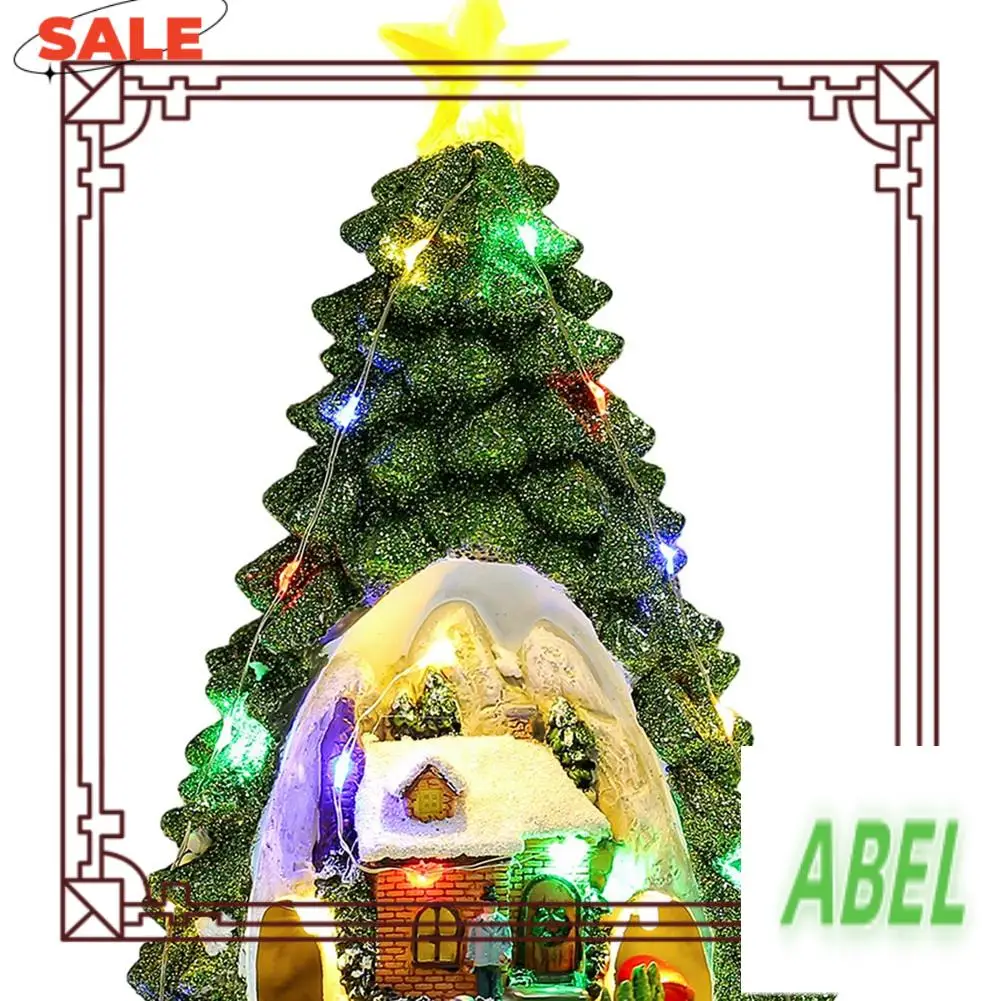 

KB-Christmas Tree Light House Music Decoration Adult Children Rotating Train Winter Scene House Desktop Holiday Decor