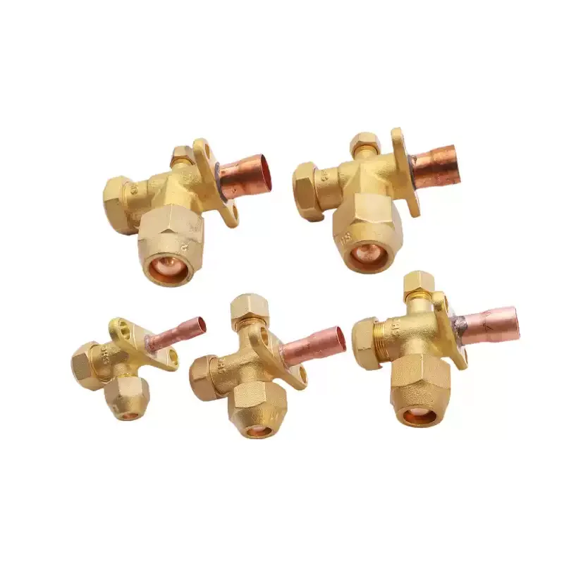 Air conditioning external machine stop valve welding 1-2-3-4-5 horse SSV copper three-way fluoride refrigeration stop valve