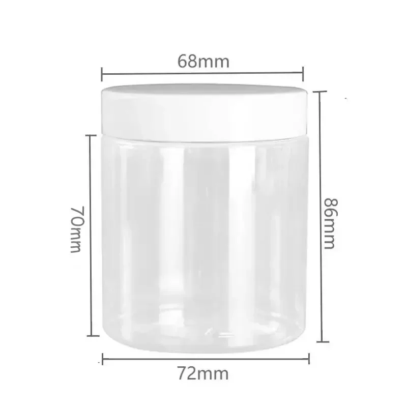 12Pcs 250ml Clear Plastic Jar With White Lid Candy Grain Storage Jars Cosmetic Face Cream Sample Bottle Kitchen Food Containers