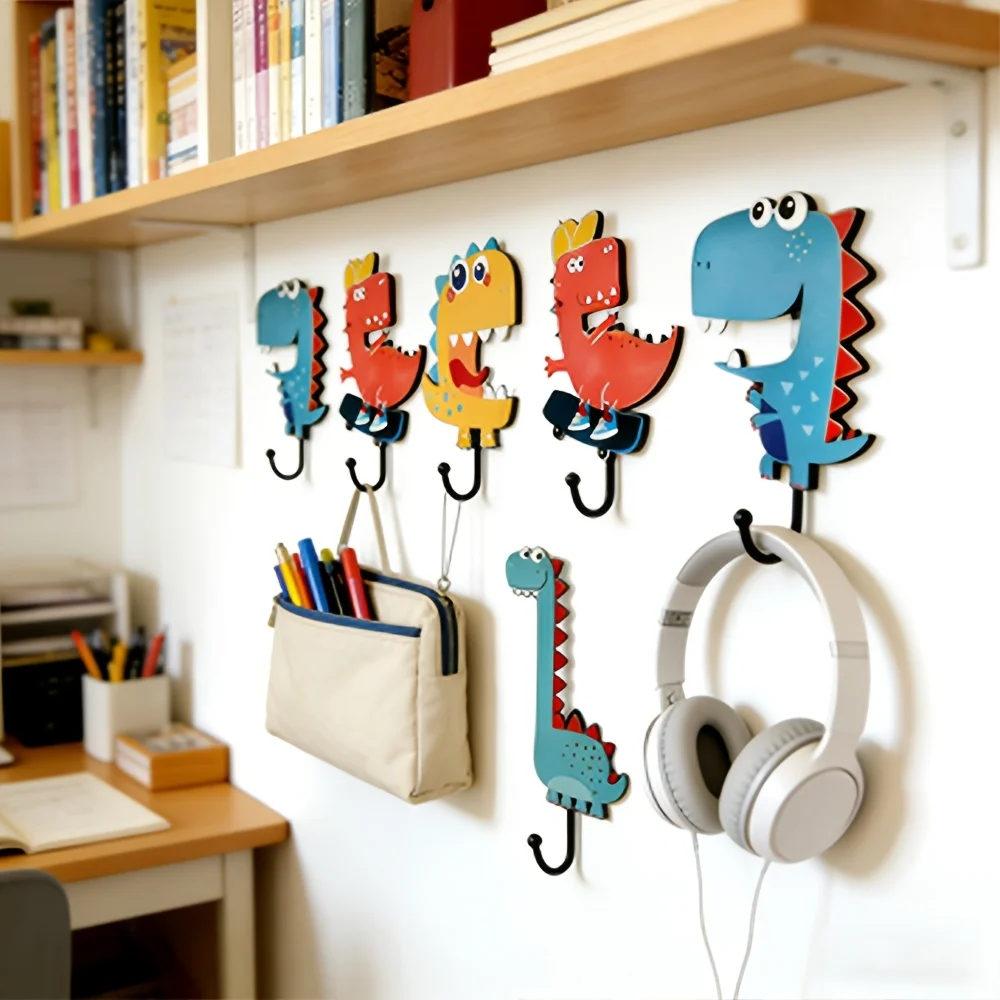4pcs, 2D Flat Kitchen Towel Hooks Clothes Hanger Wooden Animal Hook for Living Room Bedroom Decor