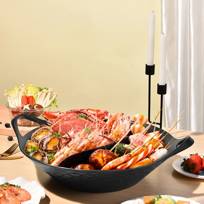 Cast Iron Enamel Old Style Hot Pot With Double Ear String And Street Vendor Pot Mandarin Duck Fire Non Stick Pot Cookware