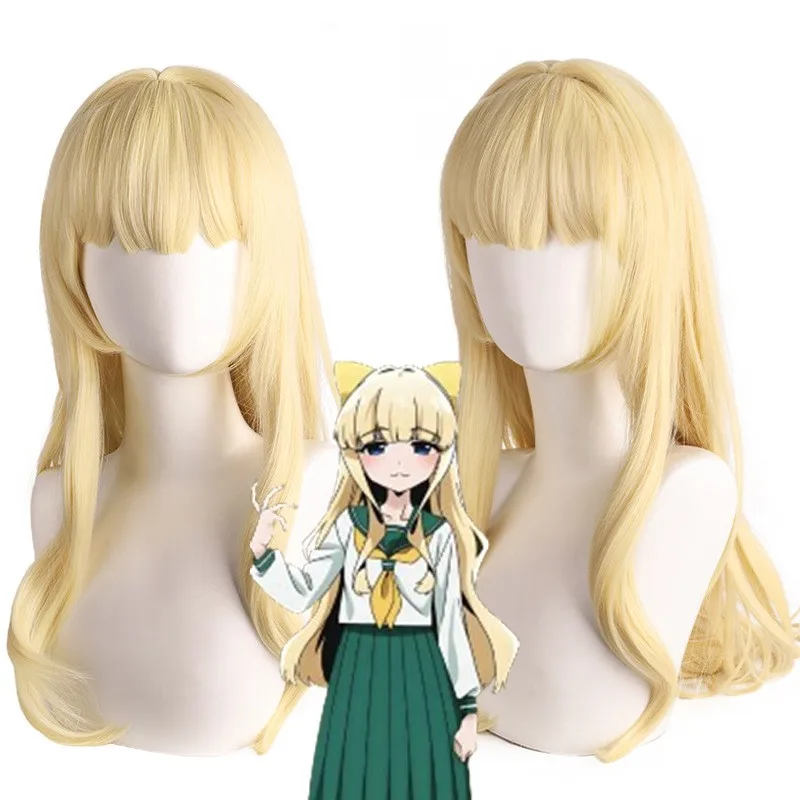 

Long wavy yellow Machine Made Synthetic Hair Wig With Bangs cosplay Wig for Tenkawa Kaoruko Magia Sulfu I admire magical girls