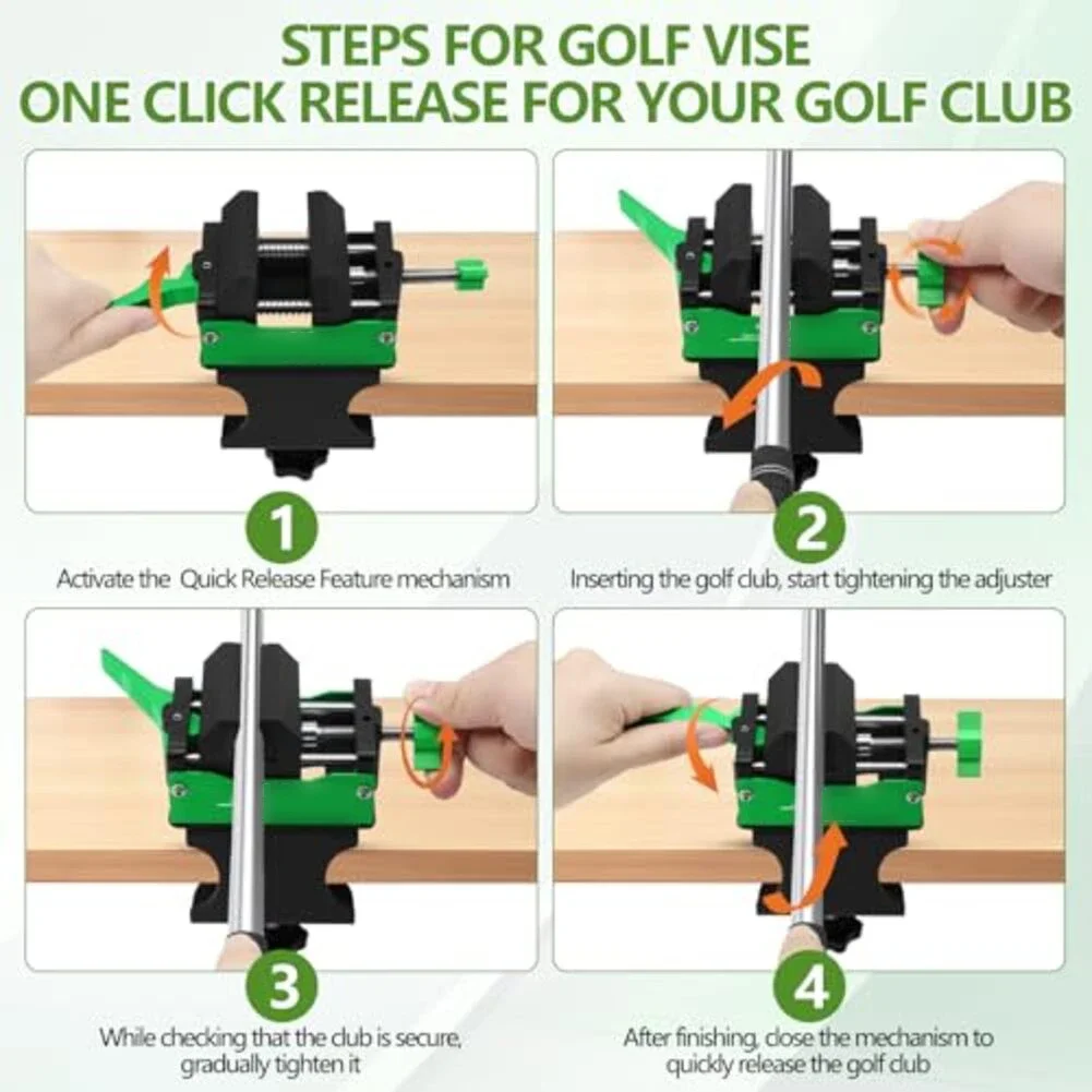 Golf Club Vise With Quick Release Clamp Aluminum Grip Disassembly Tool For 6-28mm Shafts Golf Club Regripping Accessories
