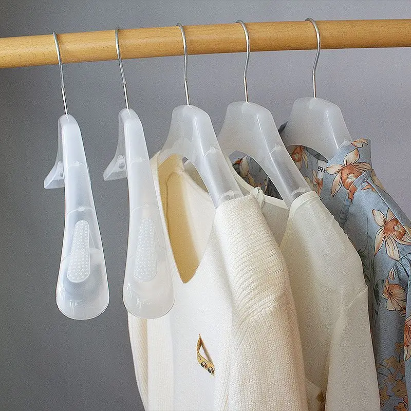 New Wide Shoulder Thickened Hangers Transparent Anti Slip Frosted Wardrobes Pants Racks Drying Clothes Hanging Support Shelf