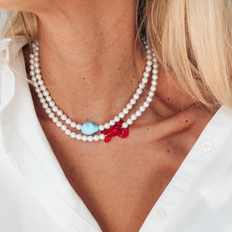 blogger recommends marine lobster crab handmade beaded blue pine shell necklace stainless steel high color protection