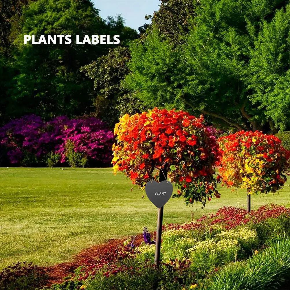 Heart Shape Slate Plant Tag Reusable Nursery Labels Black Weatherproof Garden Markers for Potted Plants Garden Stake Tags