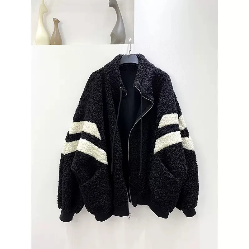 Lamb Velvet Jacket Female Plus Velvet Thick Autumn Winter All-match 2022 New Women\'s Baseball Uniform Design Sense Niche ins Top