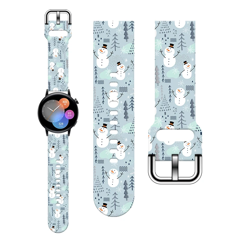 20mm Christmas Print Strap for Samsung Galaxy Watch 6/5/4 40mm 44mm Sport Band Replaceable Bracelet 22mm for 5Pro 45mm Watchband