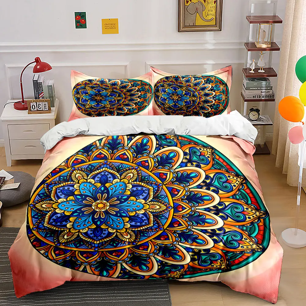 Mandala Pattern Wall Art Set Multiple sizes kid's and adults' bedroom Exquisite 3PC bedding set, gift