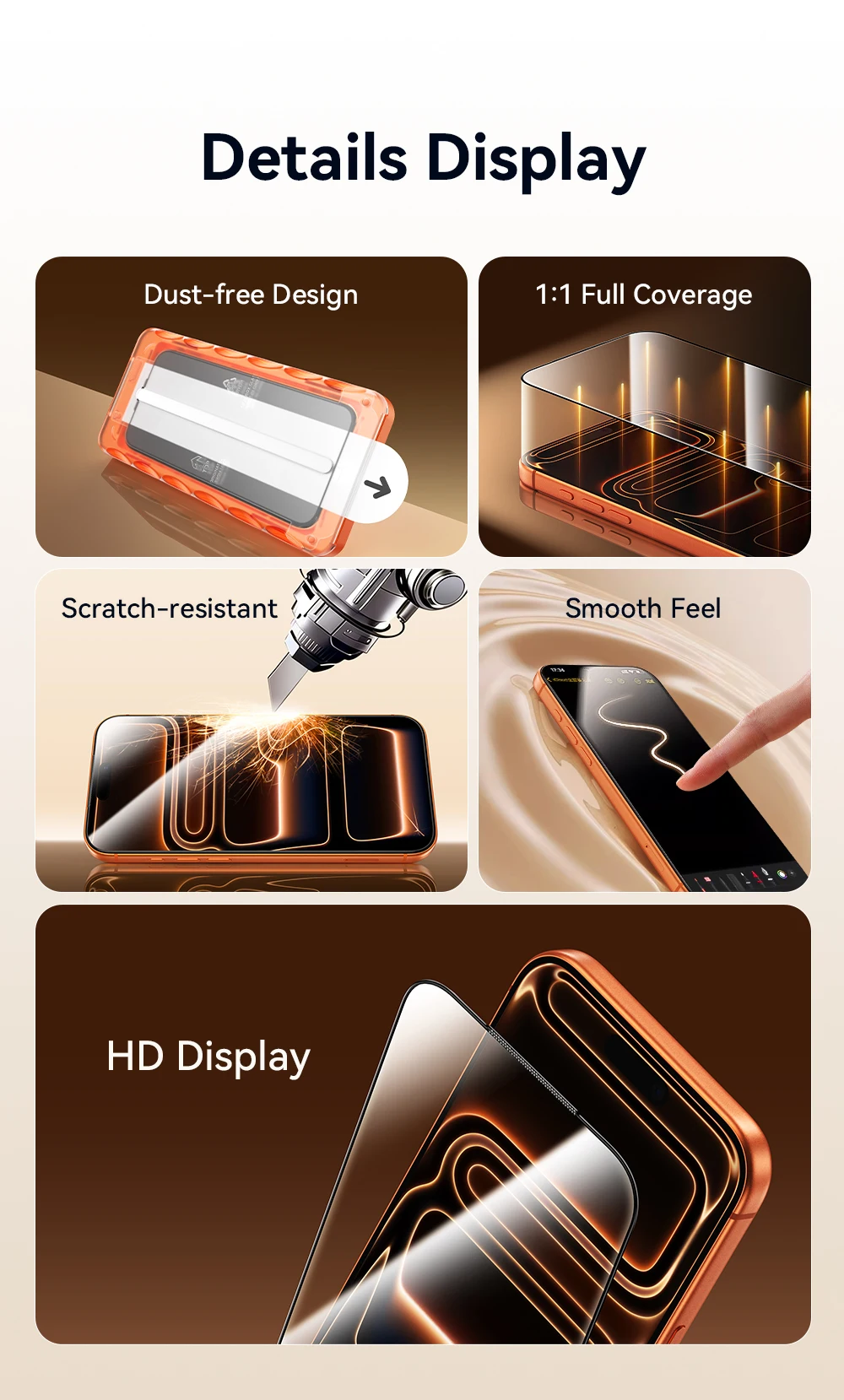 Joyroom 3/2/1 Stück Glas für iPhone 18 17 ProMax Displayschutzfolie Vollbild Staubfreies HD Panzerglas für iPhone 17 16 Pro Max – Detail 3