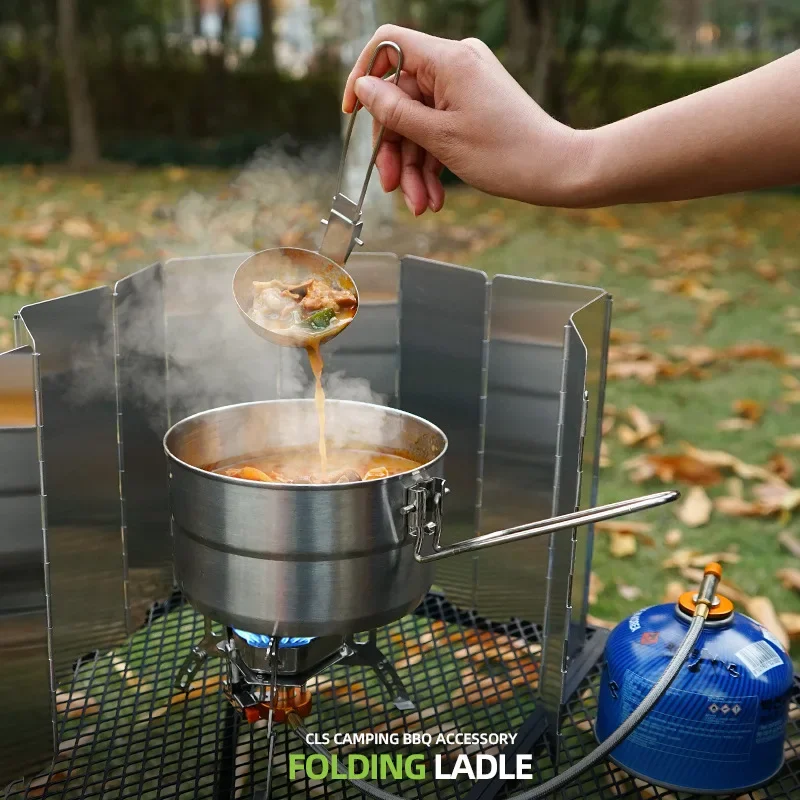 Outdoor Camping 304 Stainless Steel Soup Ladle Mountaineering Backpackers Ultra Light Hot Pot Soup Ladle