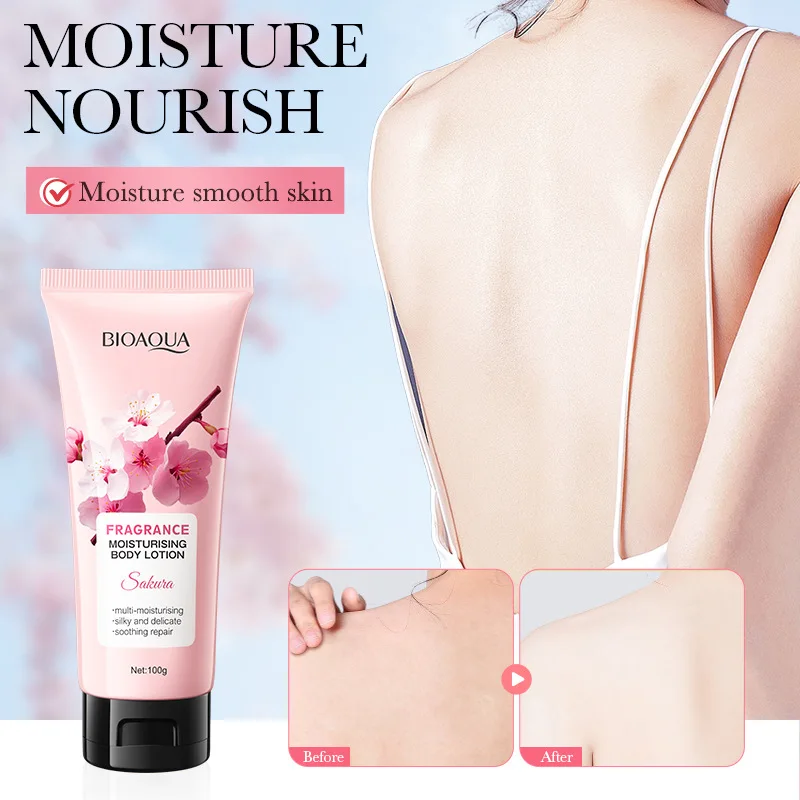 100g BIOAQUA Sakura Fragrance Body Lotion Moisturizing Nourishing Brightening Hydrating Leg Arm Back Body Cream Skin Care