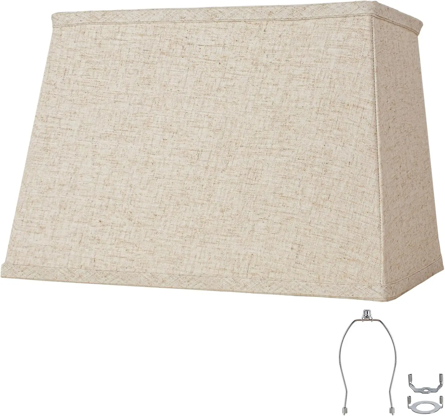 

Rectangular Lampshade, Large Beige Lamp Shade, (7 x 12.5) '' x (9 x 15) '' x 9.8 '', Includes 1 Shade Bracket, 2 Adapter