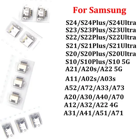 10pcs USB Charging Charger Por For SamSung Galaxy S24 S23 S22 S21 S20 Plus Ultra A22 A12 A11 A51 A71 A52 A72 A73 A03S Connector