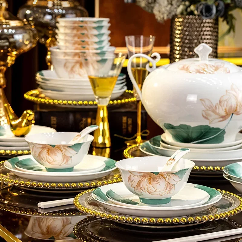 underglaze colorful bowl and plate suit white porcelain high temperature tableware bowl and plate combination