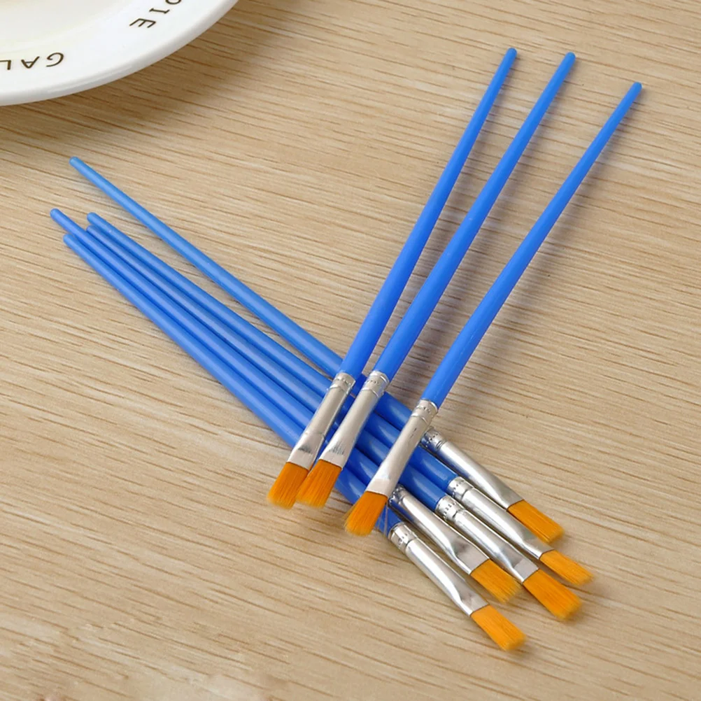 

50 Pcs Yellow Bristle Brushes Flat Pen Clean with Warm Water Painting Tool Set