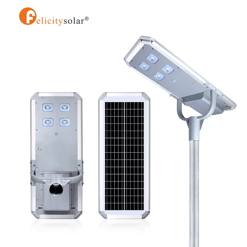 All in One Solar Street Light D2 30W Built in High Capacity Lithium Iron Battery High Conversion Efficient Solar Cells up to 22%