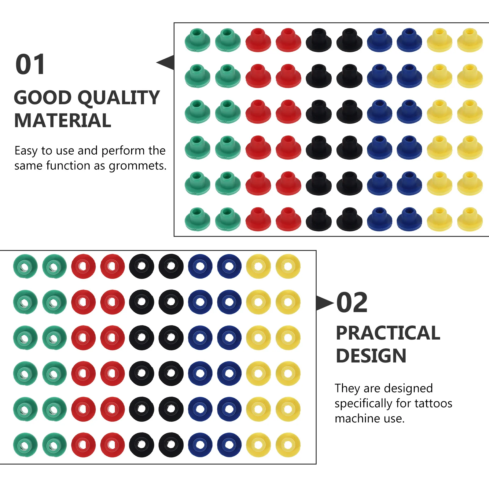

100 шт. одноразовые подушечки для татуировок, резиновые Т-образные втулки, повышенная стабильность, меньше вибрации, идеально подходят для профессиональных татуировок