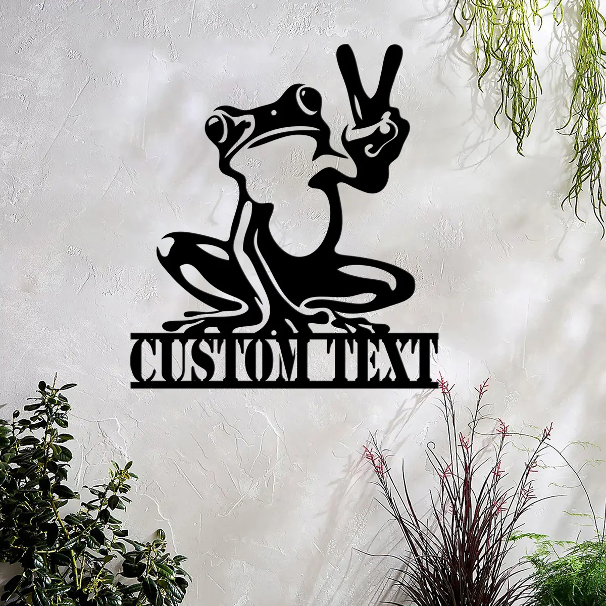 Creative Funny Frog Peace Metal Sign Wall Art, Kindergarten, lake houses and gardens. Personalized Names, ideal for unique gift