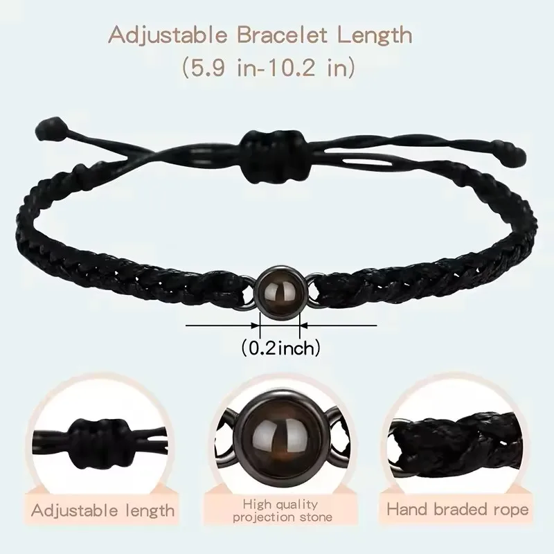 Gelang Foto Personal Gelang Proyeksi Foto Kustom Perhiasan Gelang Gambar Proyeksi Dapat Disesuaikan untuk Wanita Pria