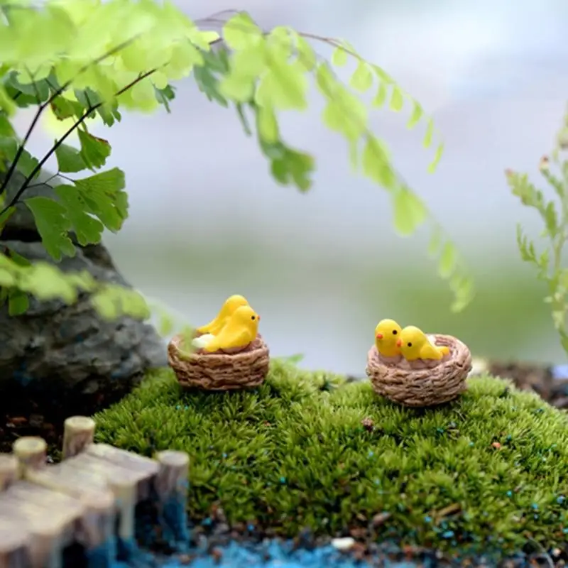 77JB Mini Resina Pássaro Ornamentos miniatura parecem bonsai paisagem real para boneca