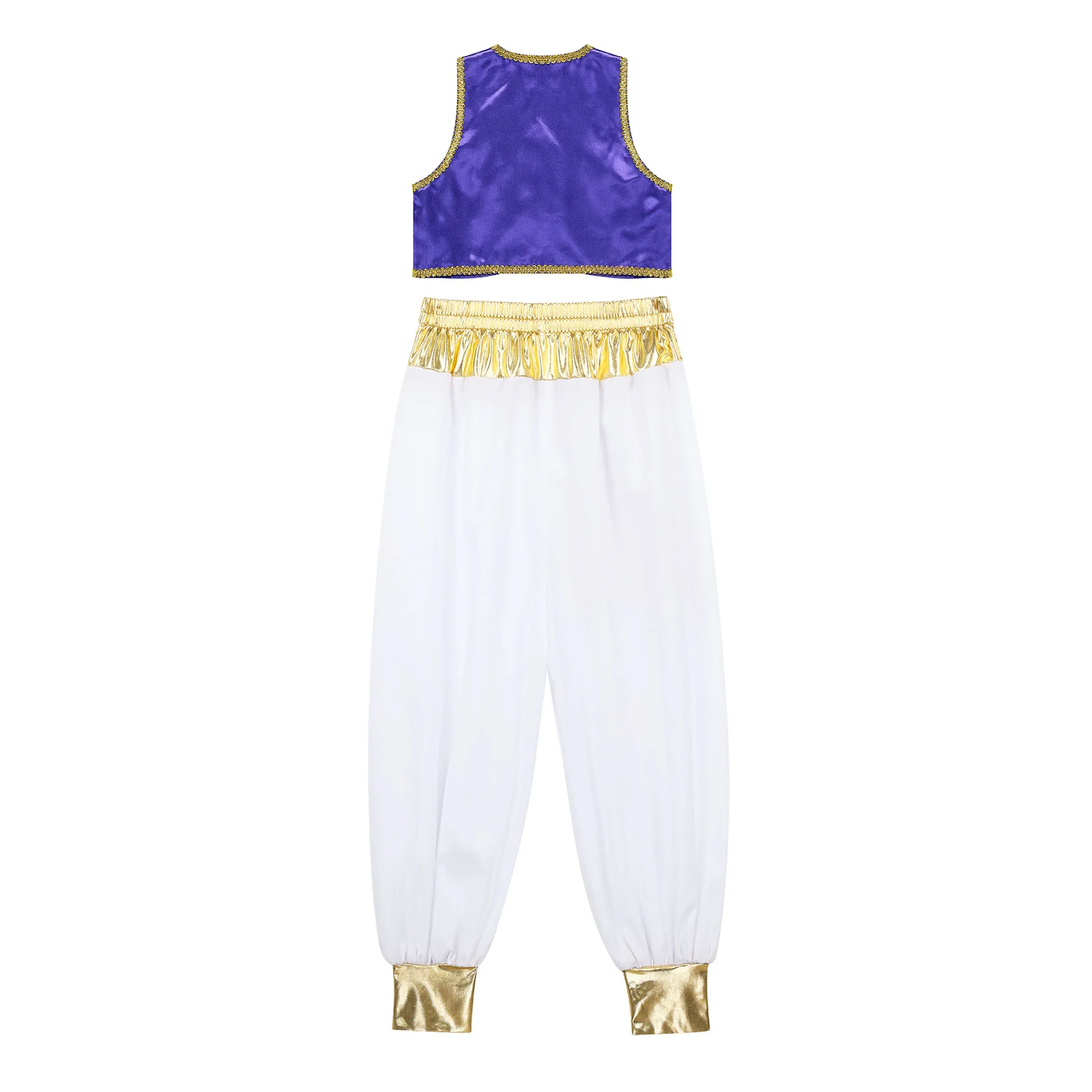 Kid Boy Halloween Costume Mythical Prince Aladin Carnival Carnival Cosplay Party Outfit Sequin Trim Waistcoat with Belted Pants