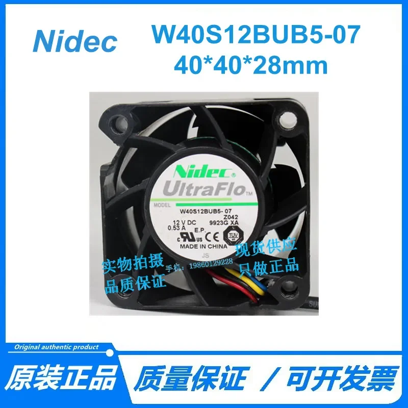 for NIDEC W40S12BUB5-07 4028 12V 0.53A 4-wire Server Cooling Fan Original High Performance Quiet DC Blower
