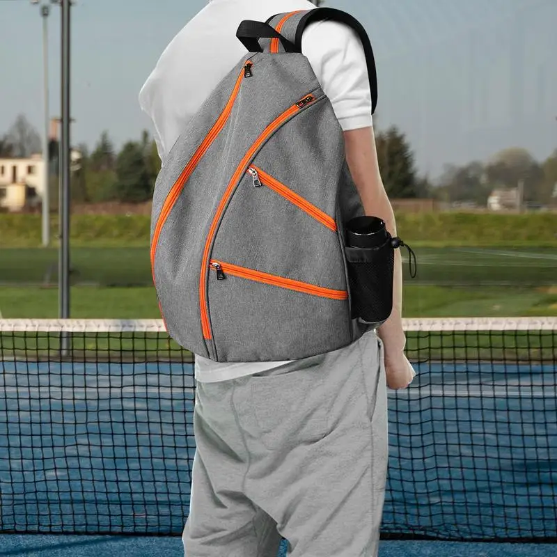 Hole Ball Racket Bag Hole Ball Racket Single Shoulder Bag Front Non-Slip Zipper Design Tennis Racket Backpack