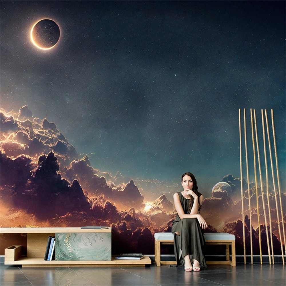 

Custom KTV Moon wallpaper for living room decor TV background goldfish wall paper home decoration bedroom sofa mural wall cloth