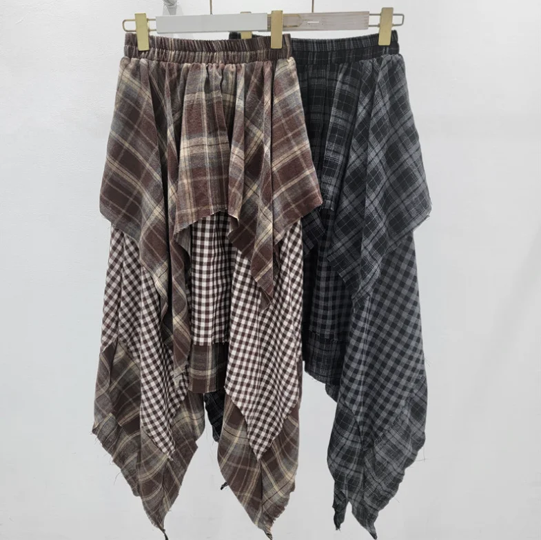 

Женская юбка-миди в клетку Dark Academia Y2k Kpop Harajuku Grunge Cyber Punk 2000-х Эстетический Cyber Punk E-girl Asemetrical w47