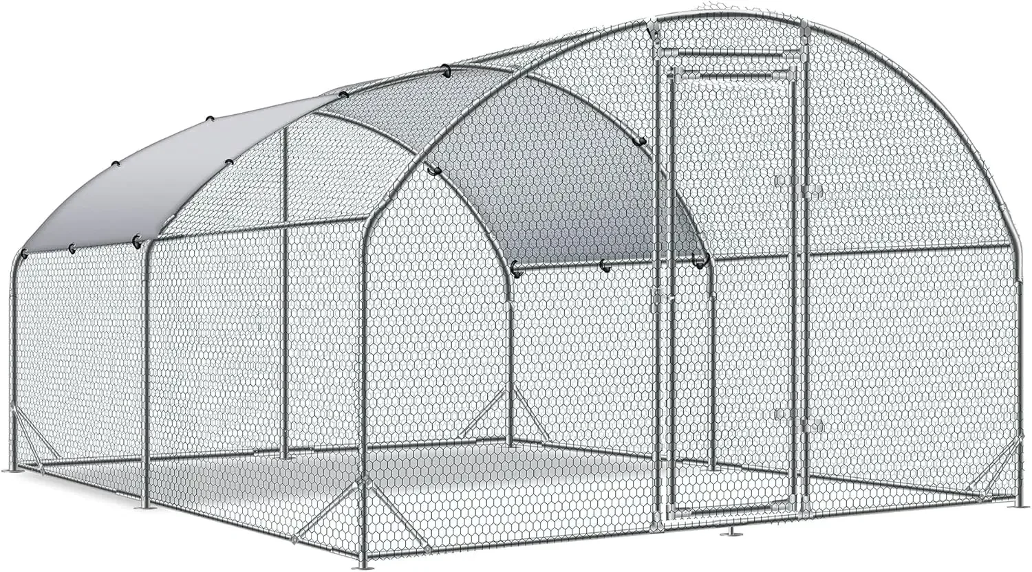 Large Metal Chicken Coop Upgrade Tri-Supporting Wire Mesh Chicken Run,Chicken Pen with Water-Resident and Anti-UV Cover,Duck